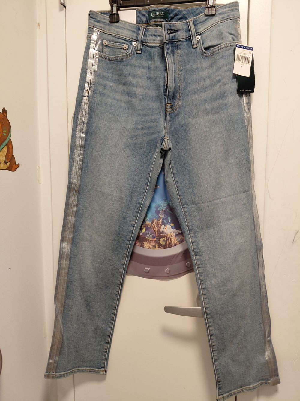 Lauren Ralph Lauren Light Blue Jeans with Metallic Side Stripe